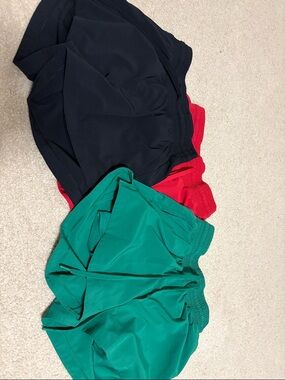 Set of Three Athletic Shorts - Black, Red, Green